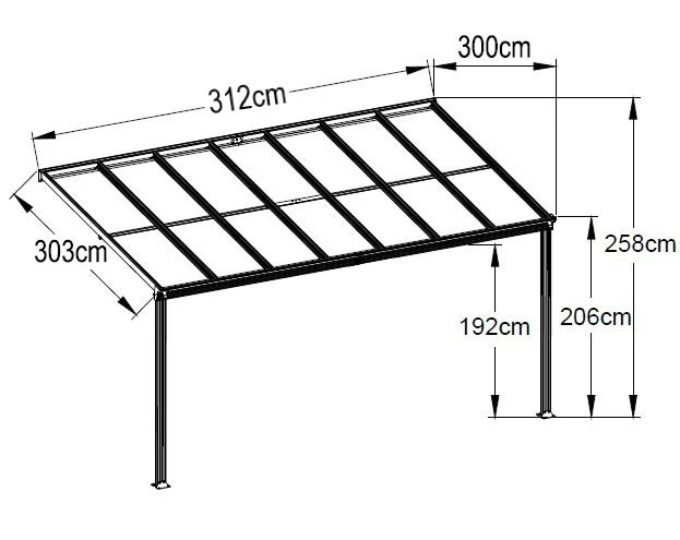 3m x 3m White Veranda With Polycarbonate Roof - Image 6