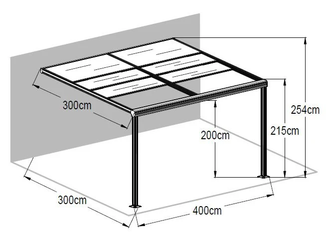 13.1ft x 9.8ft Anthracite Veranda Garden Canopy with Retractable Sliding Roof - Lean to Wall - Primrose™ - Image 9