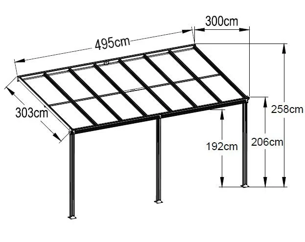 4.9m x 3m White Veranda With Polycarbonate Roof - Image 6