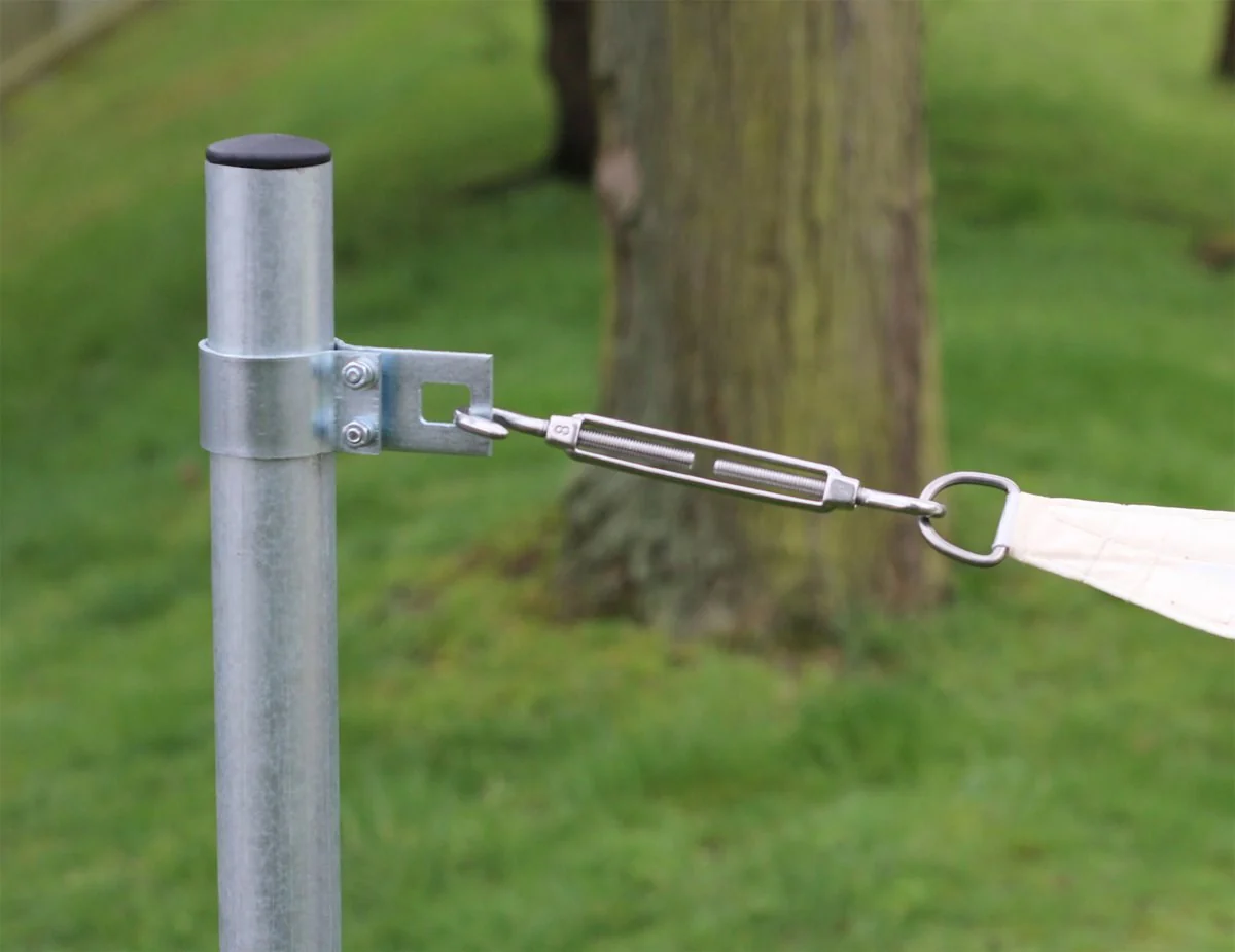 16ft 4\ / 5m Galvanised Shade Sail Pole With Bracket Clamp" - Image 3