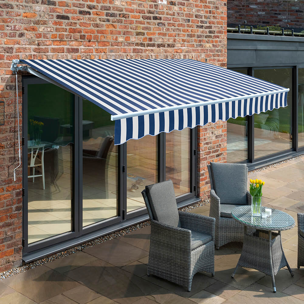 2.0m Budget Manual Awning, Blue and White