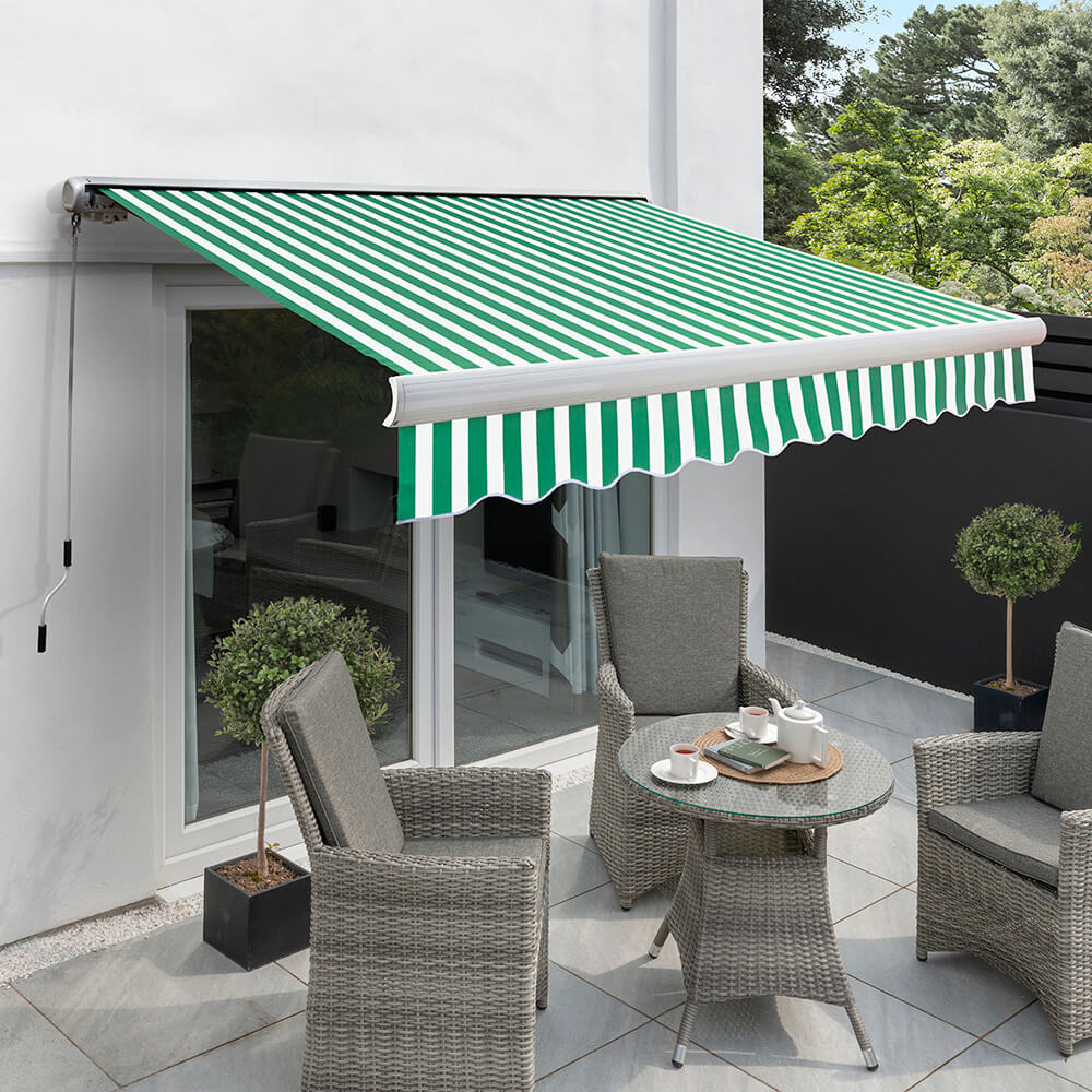 2.0m Full Cassette Electric Awning, Green and White
