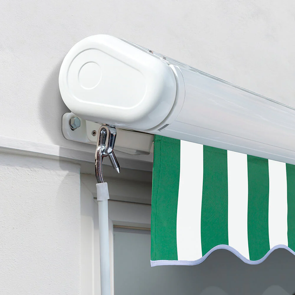 2.0m Full Cassette Manual Awning, Green and White - Image 5