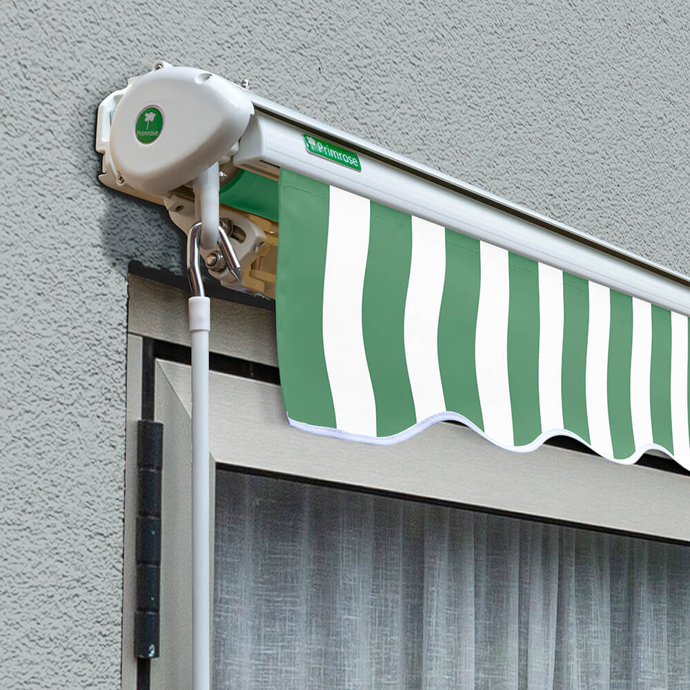 2.0m Half Cassette Manual Awning, Green and White - Image 2