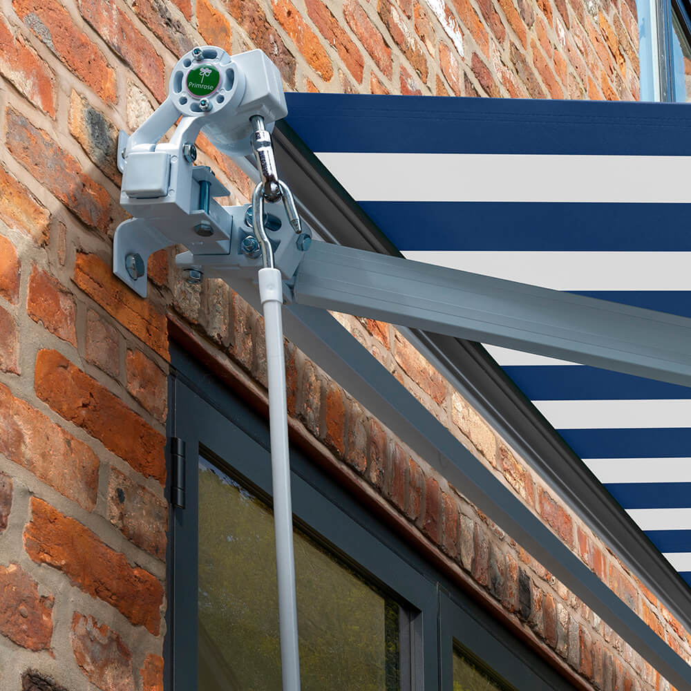 2.5m Budget Manual Awning, Blue and White - Image 4