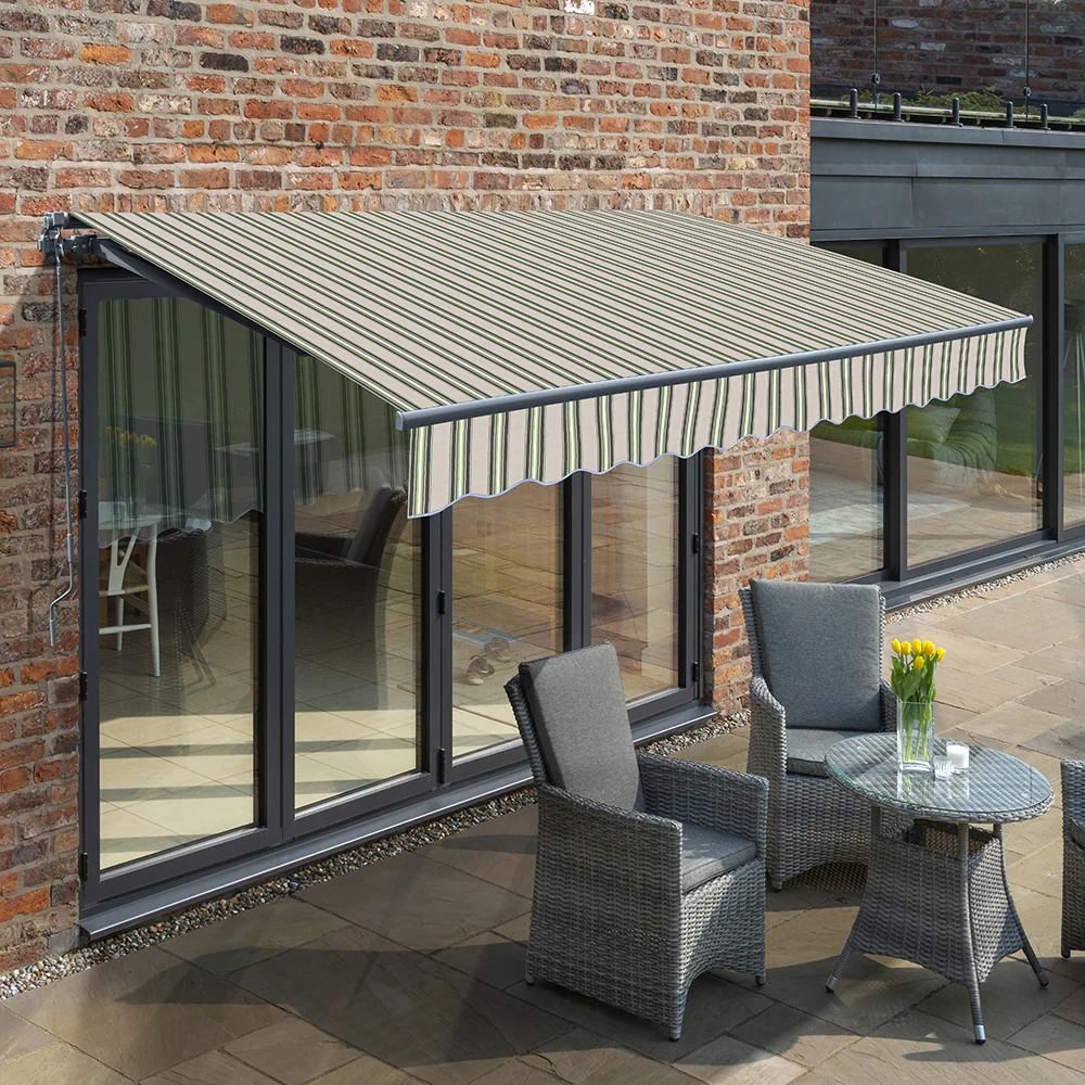 2.5m Budget Manual Multistripe Awning (Charcoal Cassette)