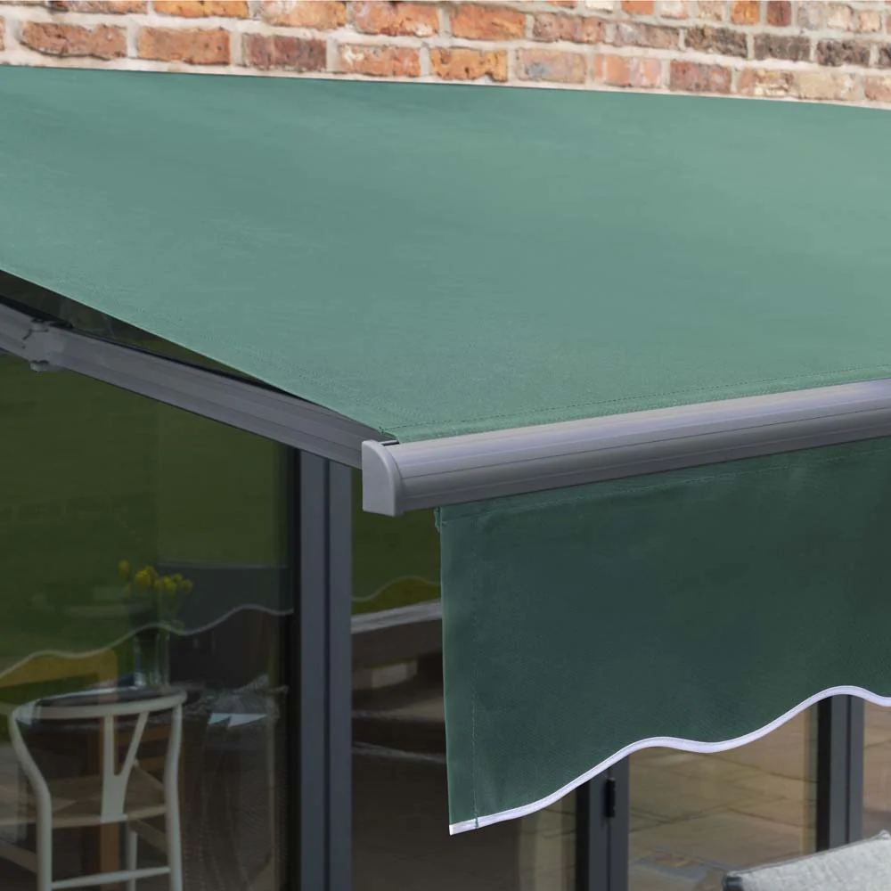 2.5m Budget Manual Plain Green Awning (Charcoal Cassette) - Image 6