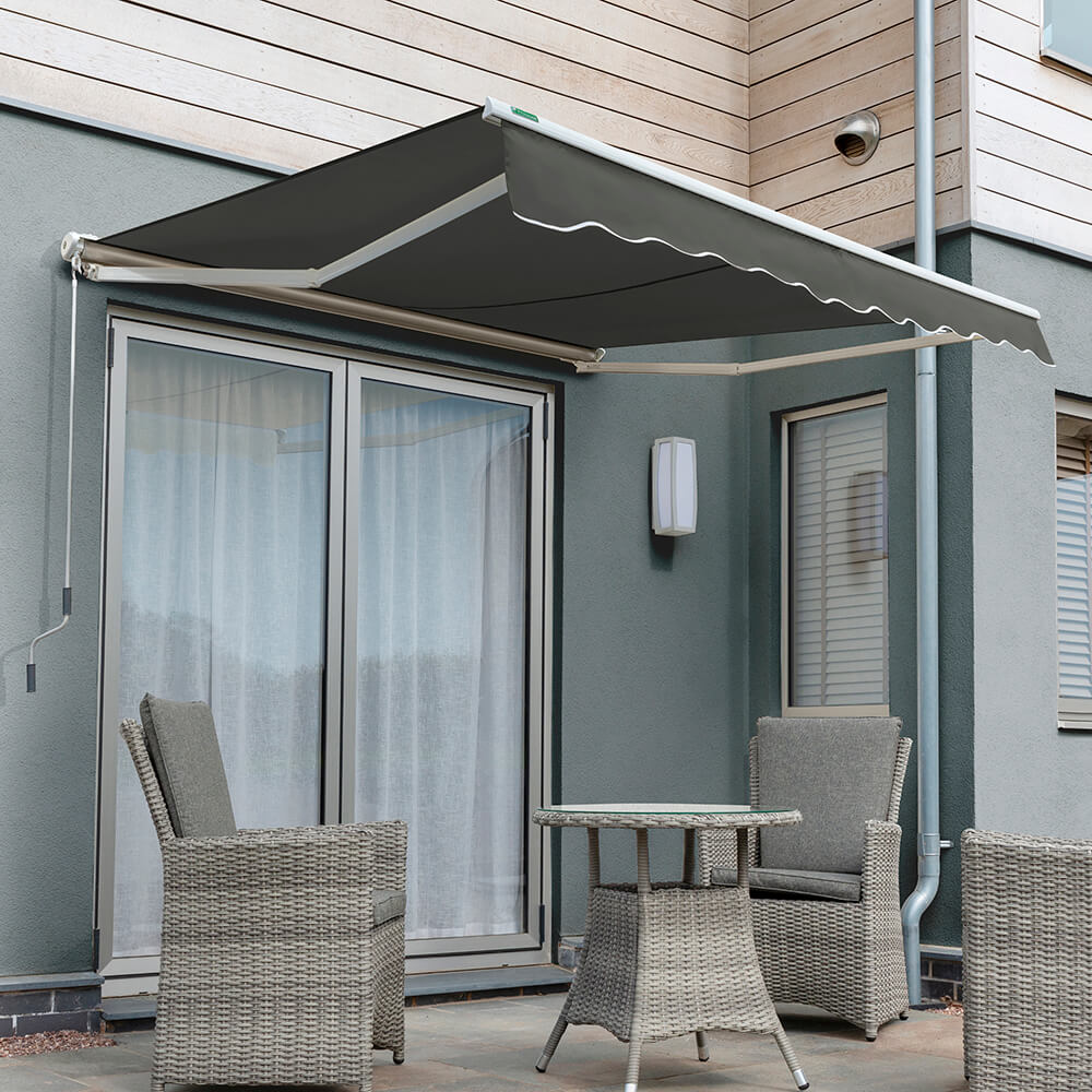 2.5m Half Cassette Manual Awning, Charcoal