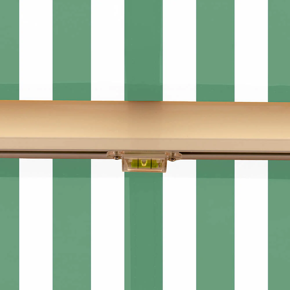 2.5m Half Cassette Manual Awning, Green and White Even Stripe - Image 4