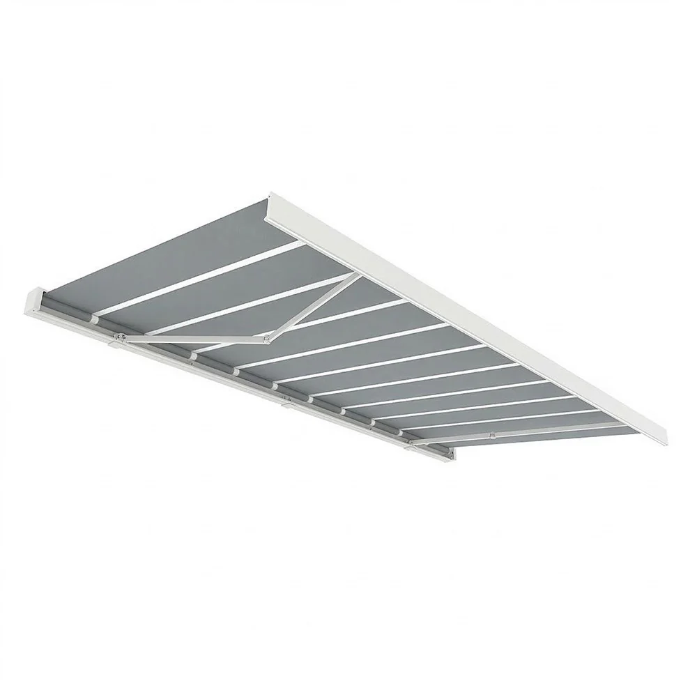 2.5M Deluxe Wireless Full Cassette Electric Awning With Lights (White Cassette) | Pin Stripe Grey - Image 5
