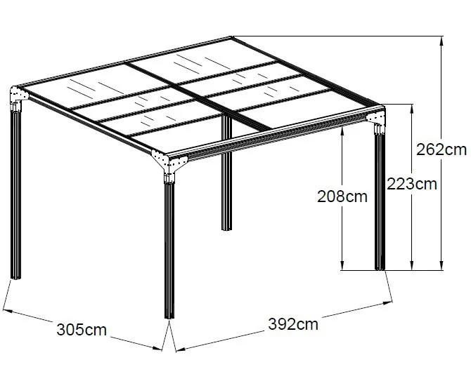3.9m x 3m Anthracite Pergola With Sliding Polycarbonate Roof - Image 10