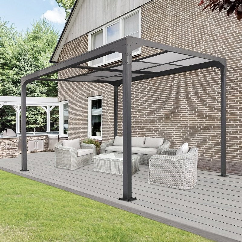 3.9m x 3m Anthracite Pergola With Sliding Polycarbonate Roof - Image 3