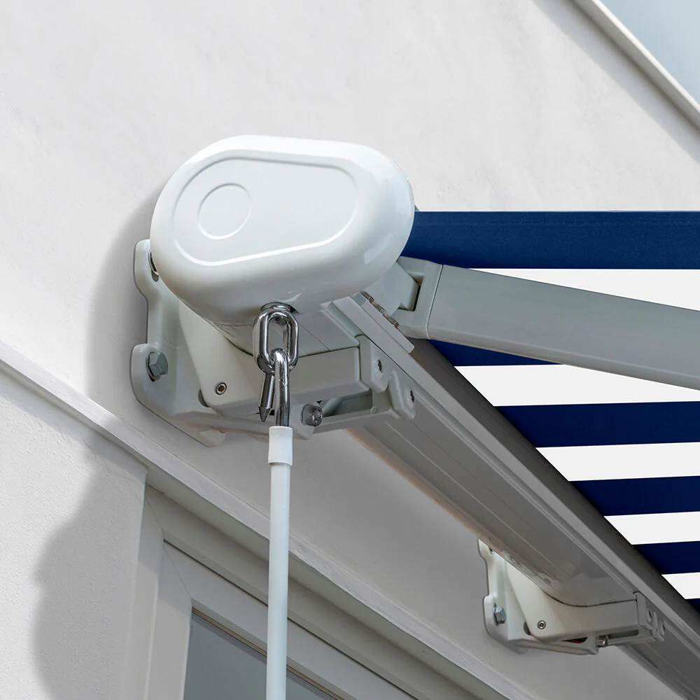 3.0m Full Cassette Manual Awning, Blue and White Stripe - Image 4