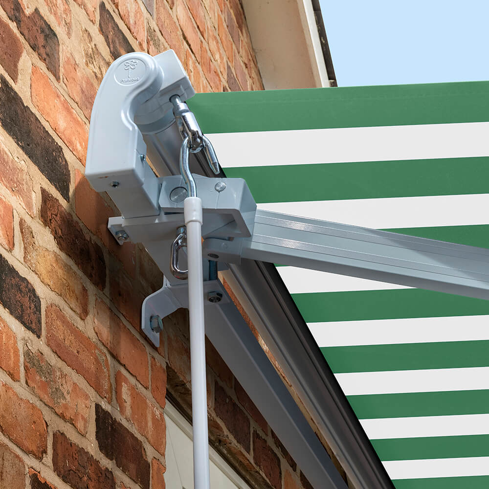 3.0m Standard Manual Awning, Green and White Even Stripe - Image 5