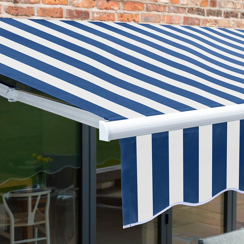 3.5m Budget Manual Awning, Blue and White - Image 7