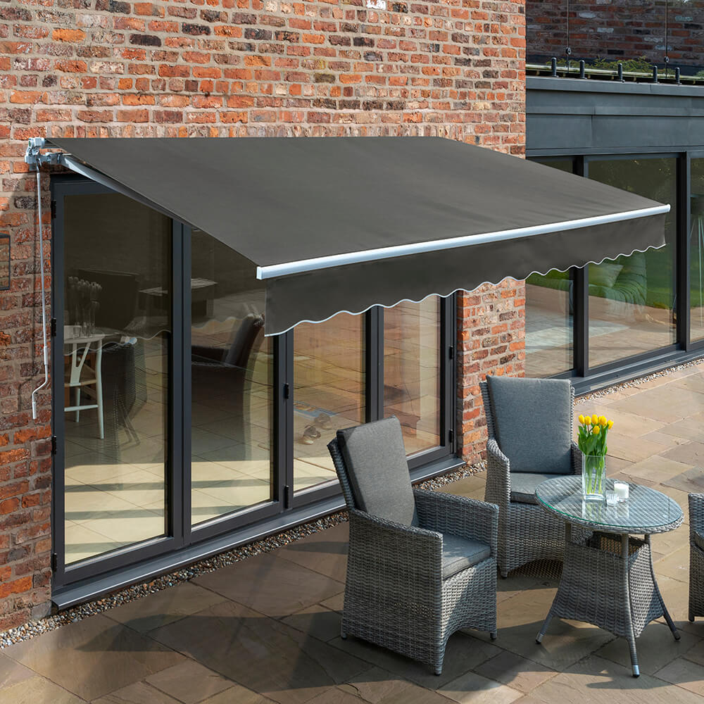 3.5m Budget Manual Awning, Charcoal