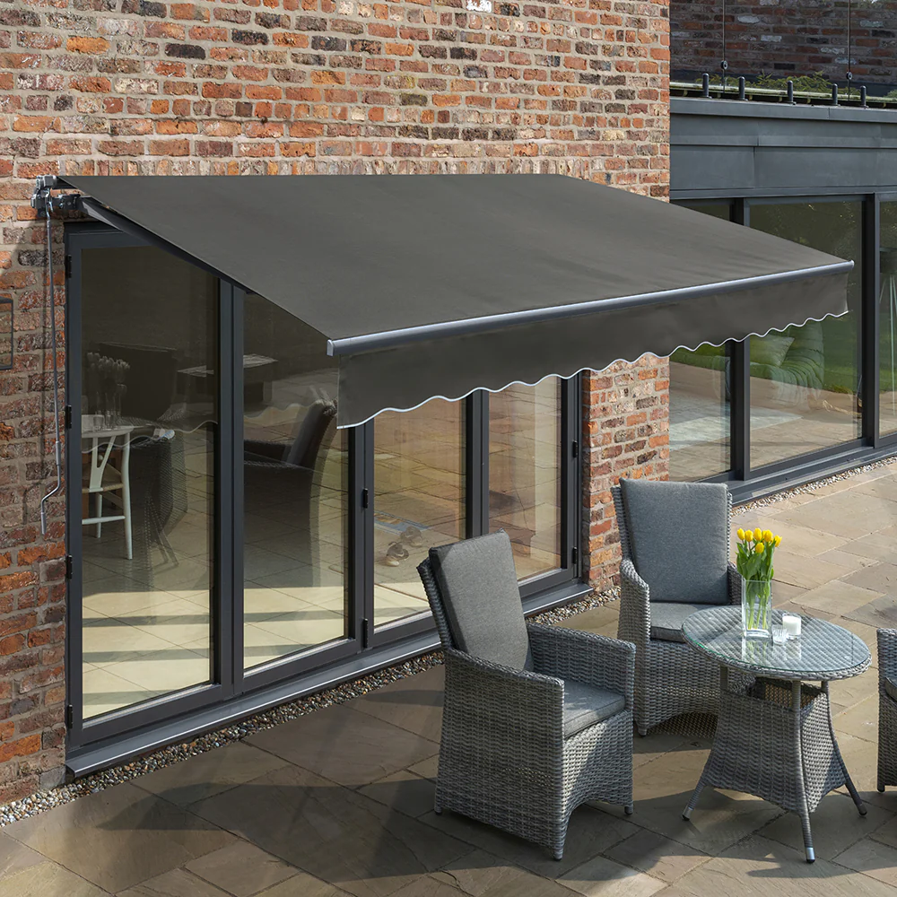3.5m Budget Manual Charcoal Awning (Charcoal Cassette)