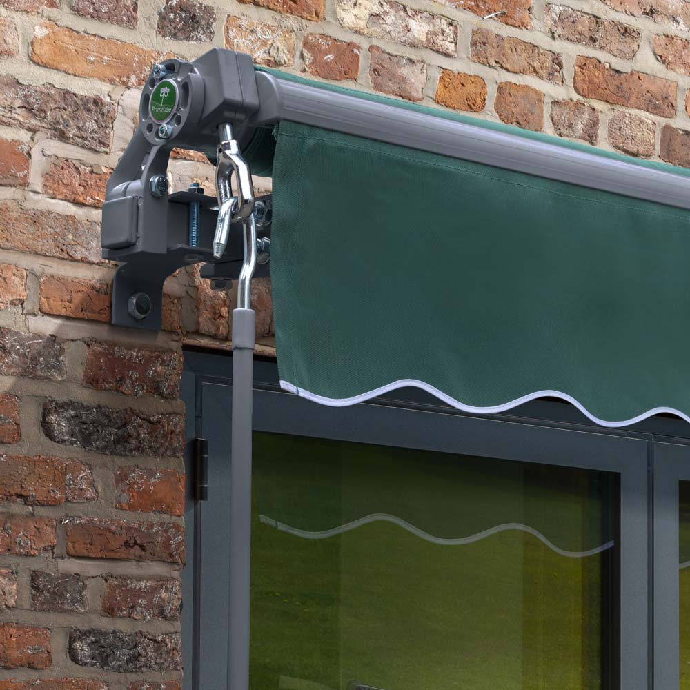 3.5m Budget Manual Plain Green Awning (Charcoal Cassette) - Image 4