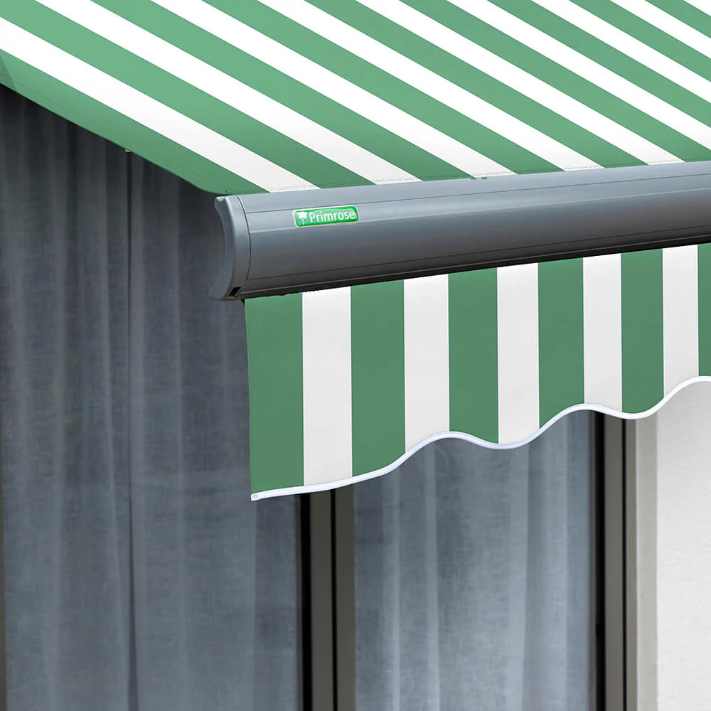 3.5m Full Cassette Manual Green and White Awning (Charcoal Cassette) - Image 6