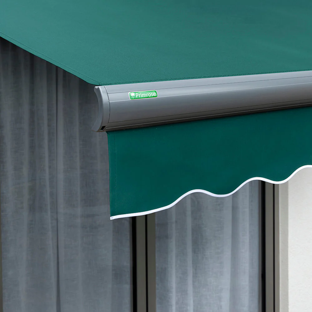3.5m Full Cassette Manual Plain Green Awning (Charcoal Cassette) - Image 4