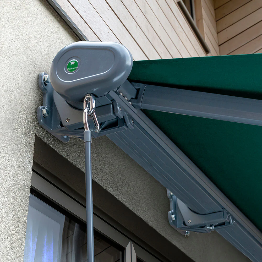 3.5m Full Cassette Manual Plain Green Awning (Charcoal Cassette) - Image 5