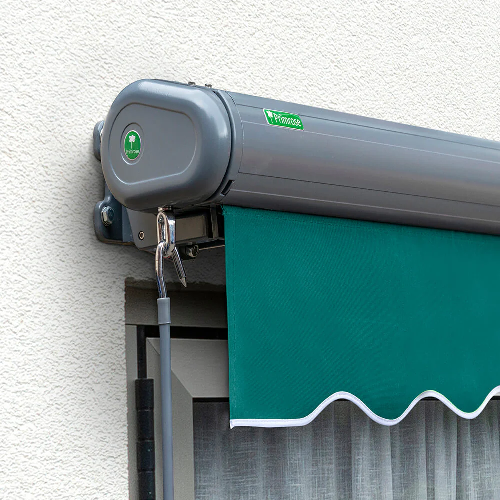 3.5m Full Cassette Manual Plain Green Awning (Charcoal Cassette) - Image 6