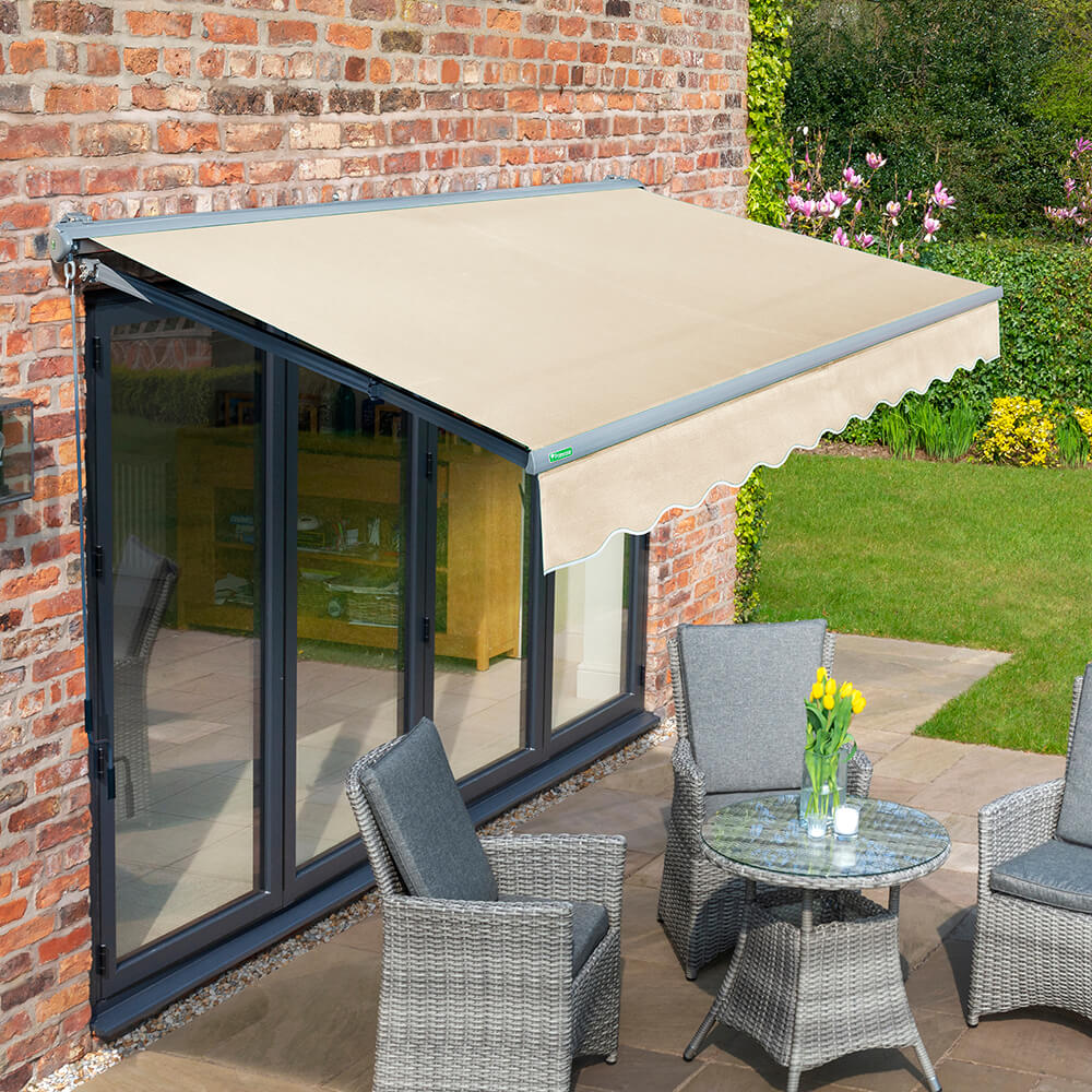 3.5m Half Cassette Electric Ivory Awning (Charcoal Cassette)