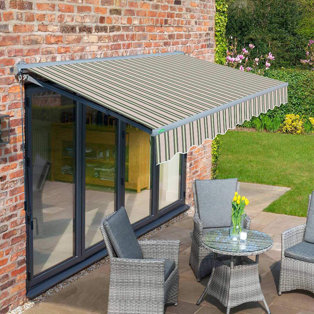 3.5m Half Cassette Manual Multistripe Awning (Charcoal Cassette)
