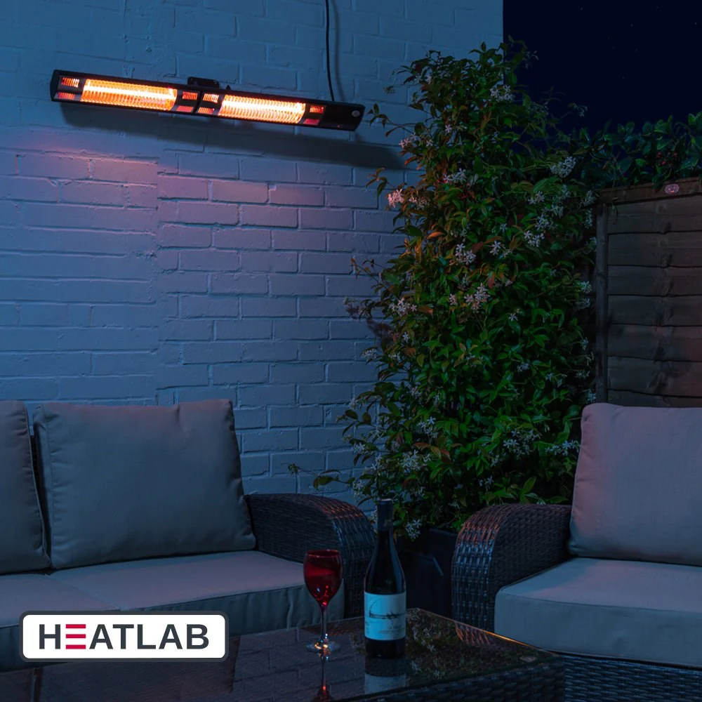 3kW IP44 Wall Mounted Electric Patio Heater Remote Control Black by HeatlabĀ® - Image 3