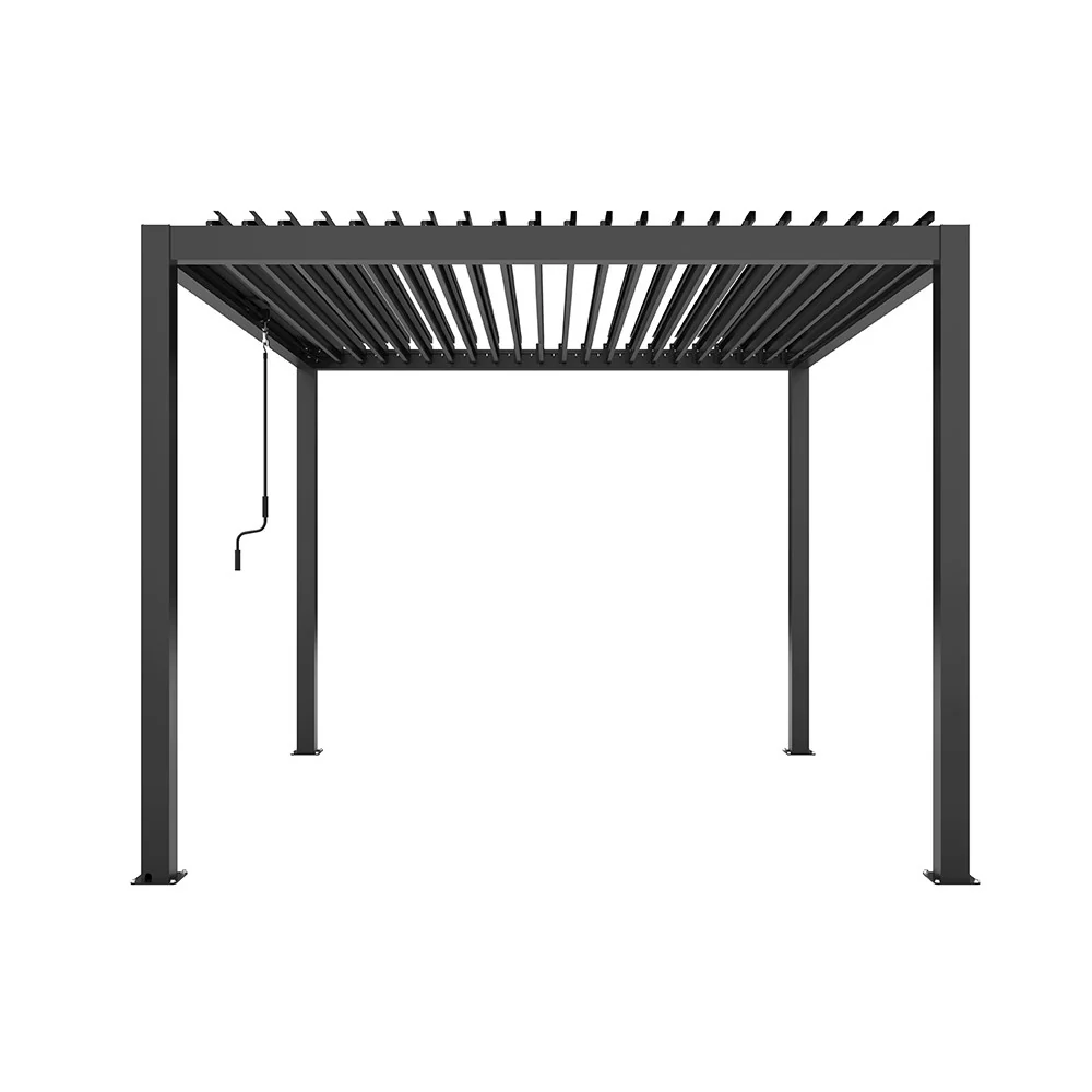 3m x 3m Charcoal Pergola with Steel Louvered Shutter Roof by Primrose Living - Image 3