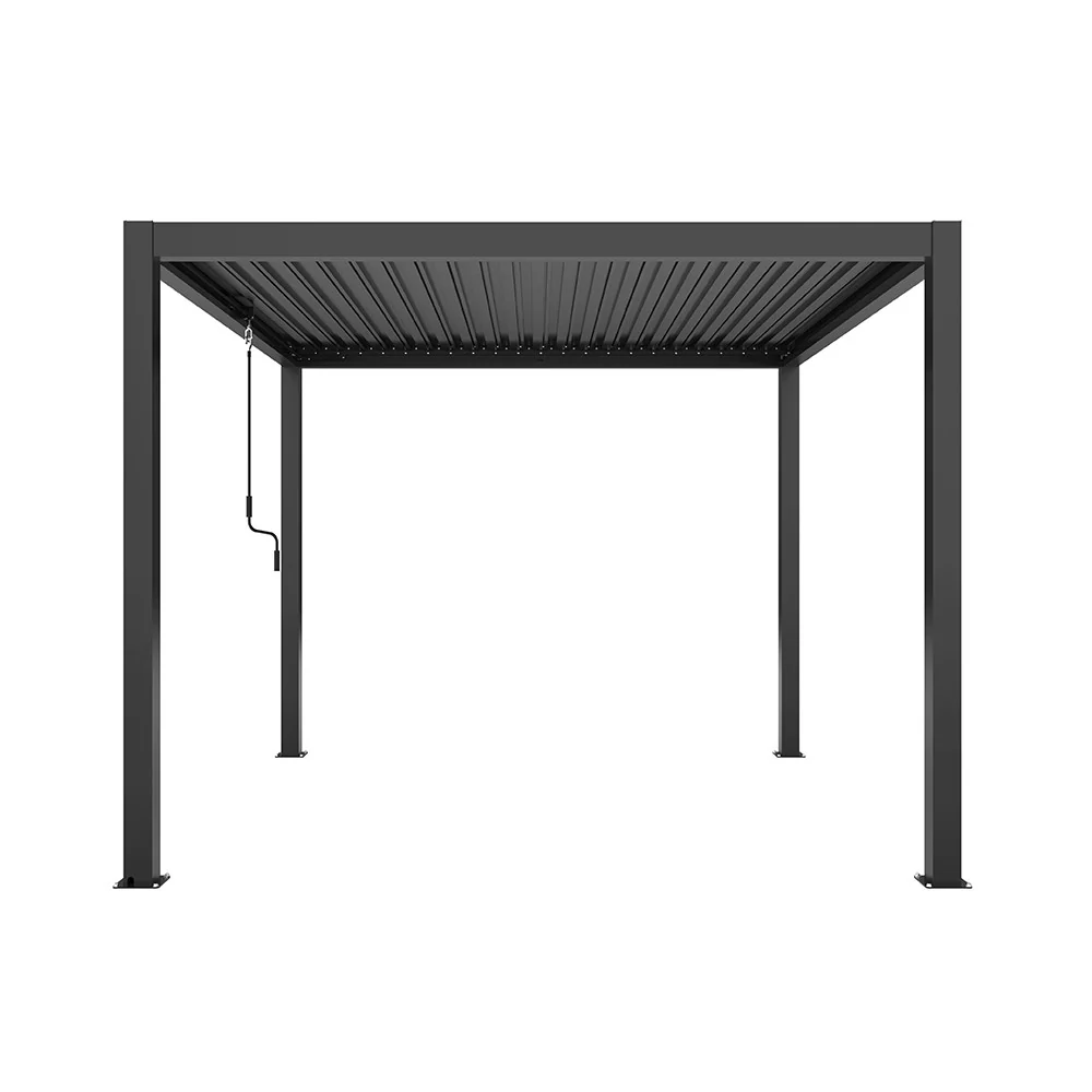 3m x 3m Charcoal Pergola with Steel Louvered Shutter Roof by Primrose Living - Image 4