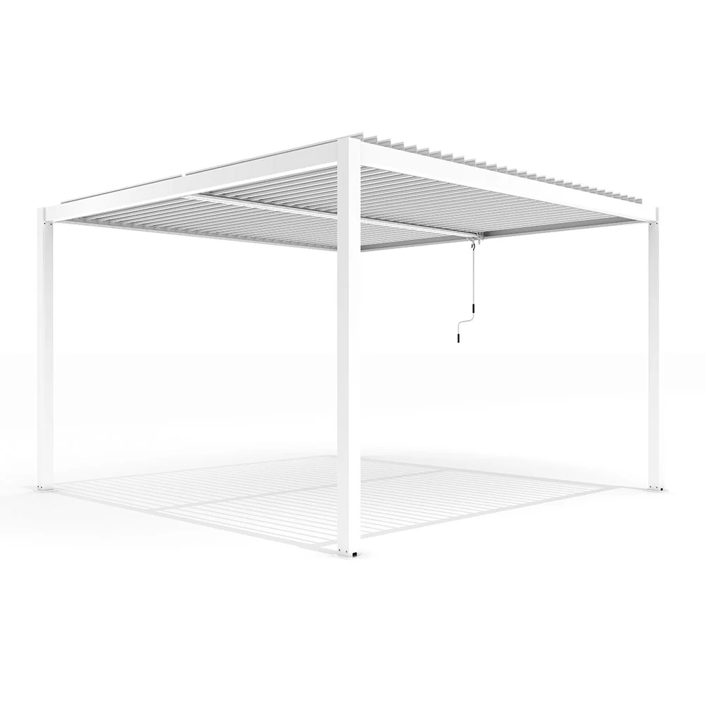 3m x 3m Deluxe White Pergola with Louvered Shutter Roof - Image 3