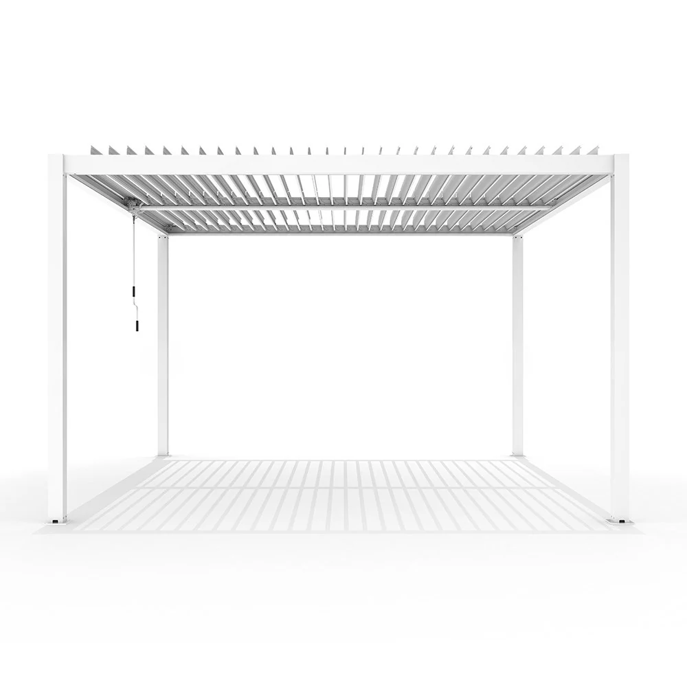 3m x 3m Deluxe White Pergola with Louvered Shutter Roof - Image 4
