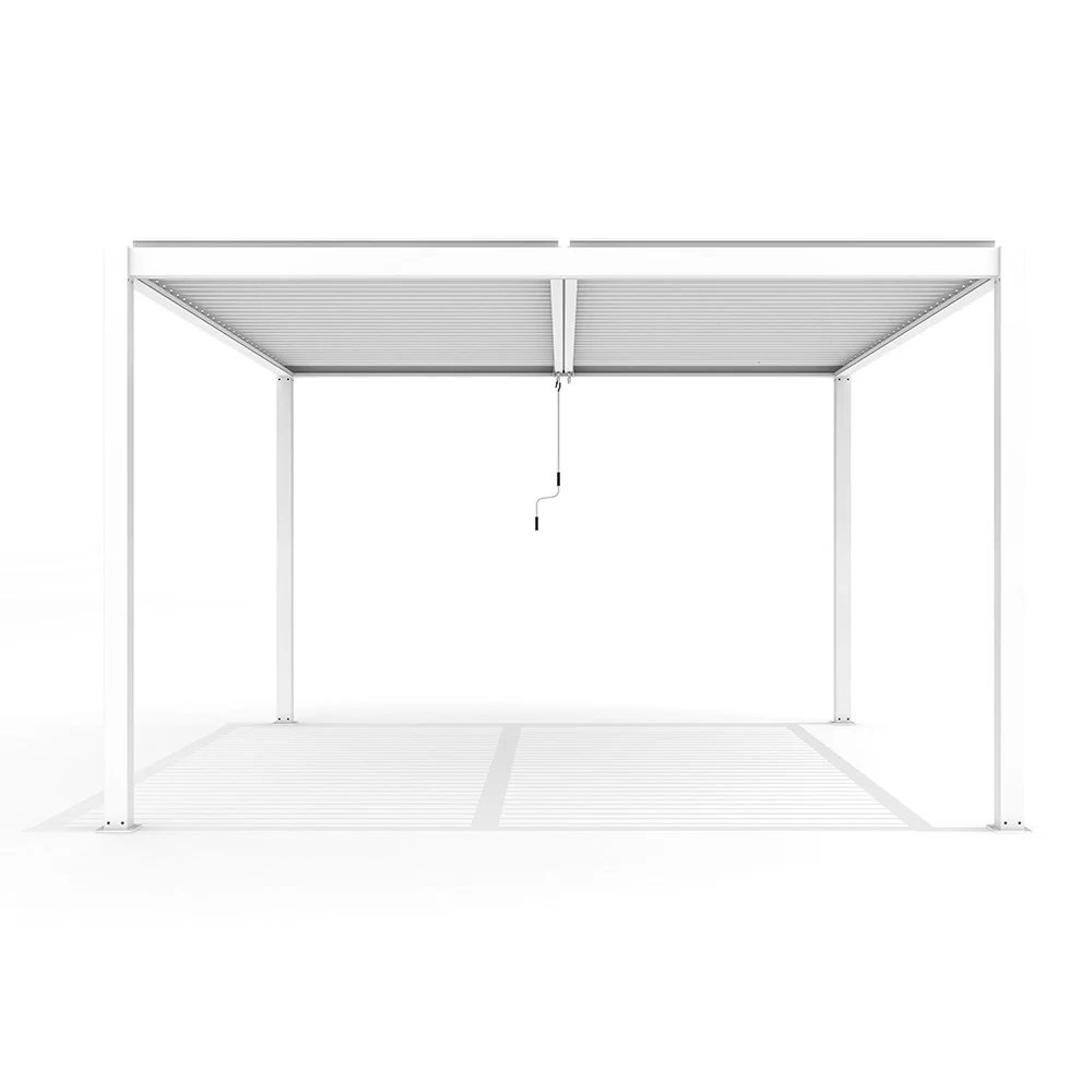 3m x 3m Deluxe White Pergola with Louvered Shutter Roof - Image 5