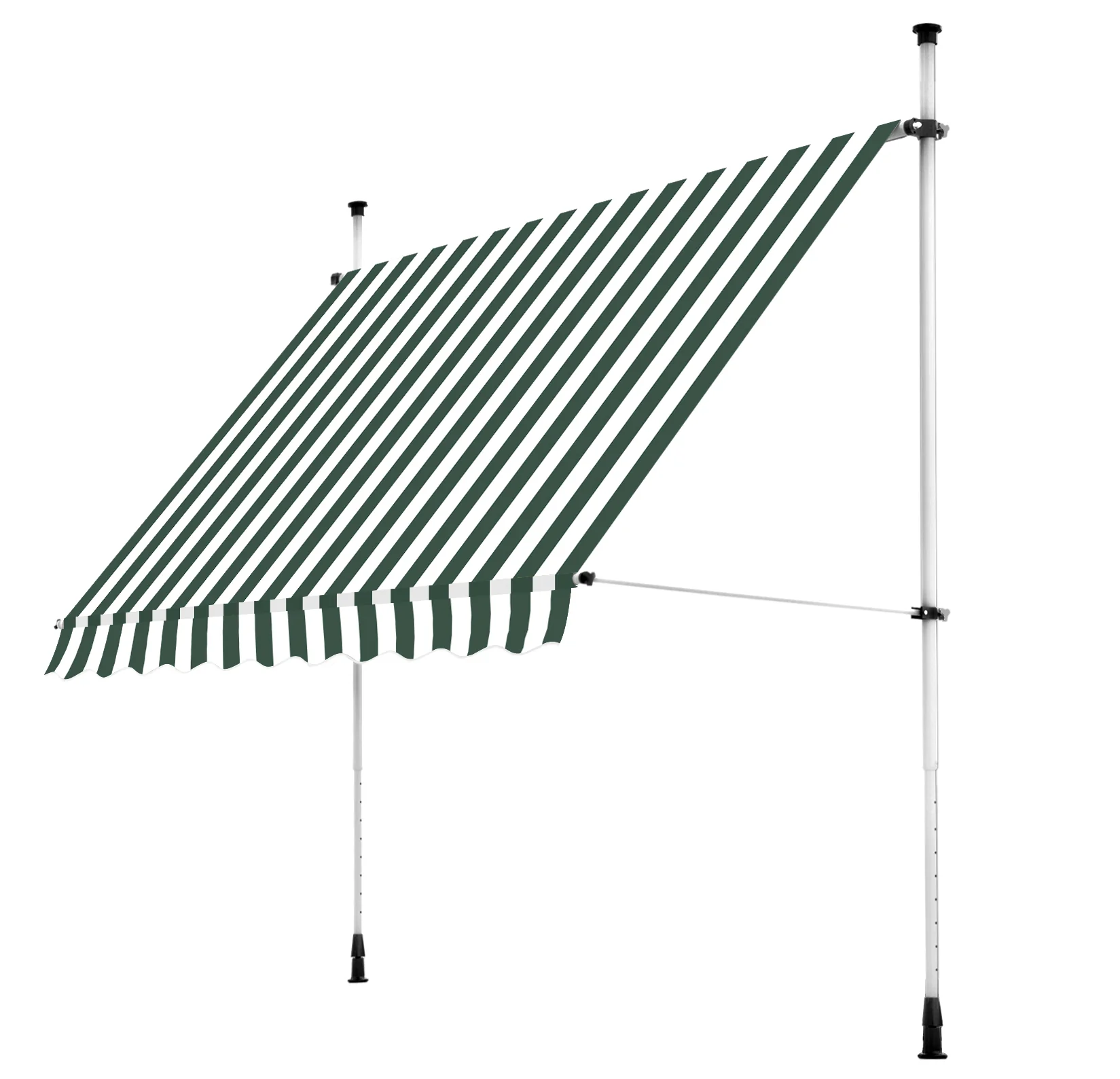 4.0m Balcony Manual Awning, Green and White