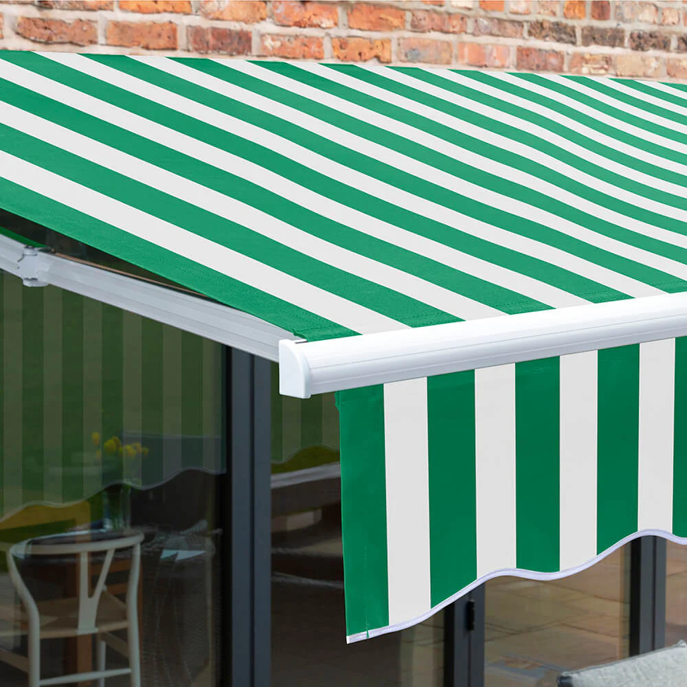 4.0m Budget Manual Awning, Green and White - Image 7
