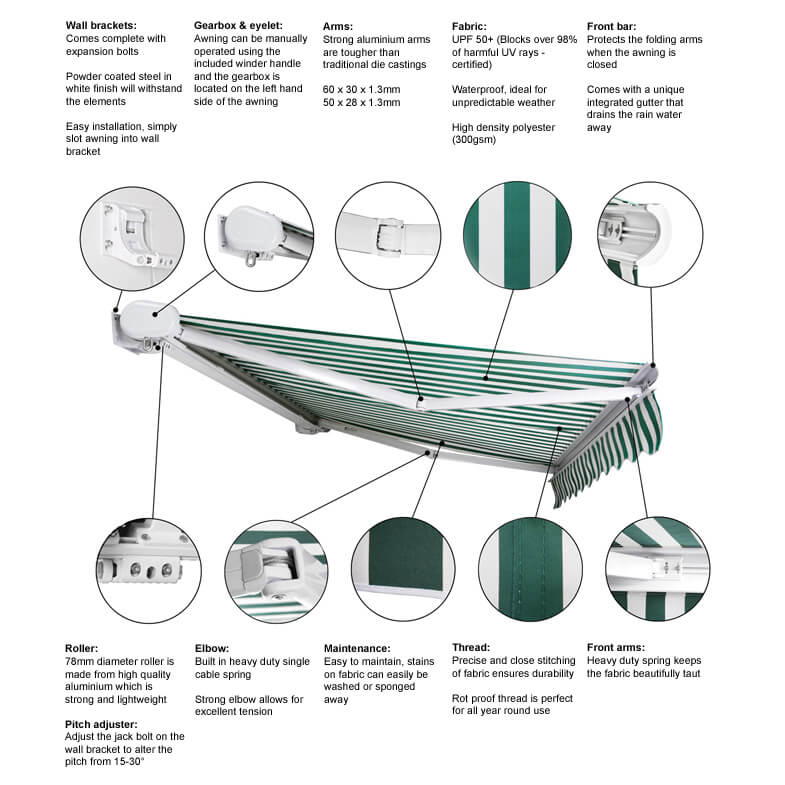 4.0m Full Cassette Manual Awning, Ivory - Image 3