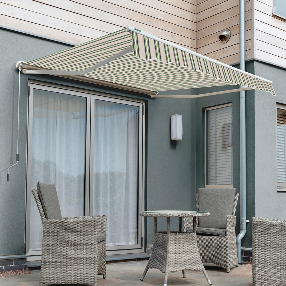 4.0m Half Cassette Electric Awning, Multi Stripe
