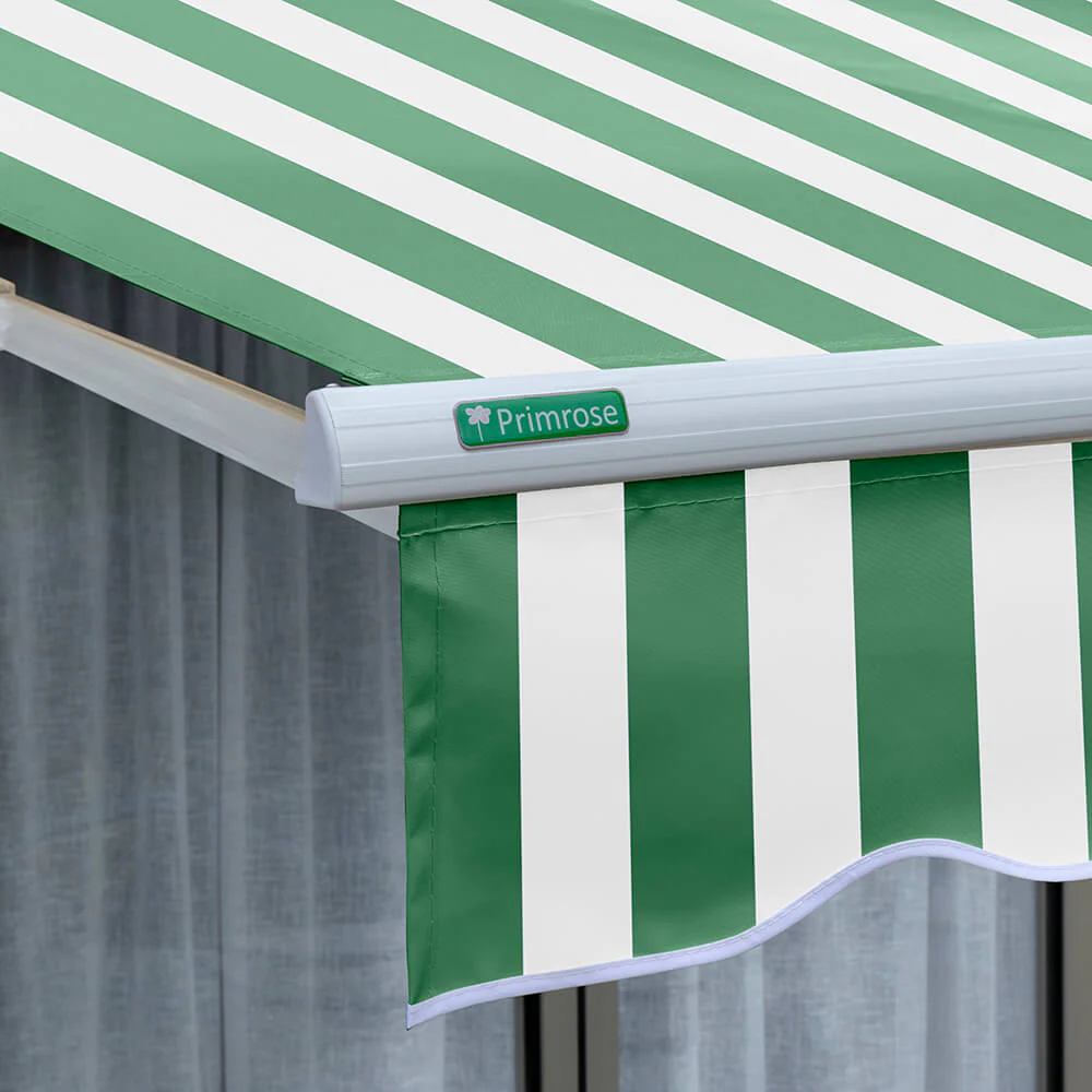 4.0m Half Cassette Manual Awning, Green and White Stripe - Image 6