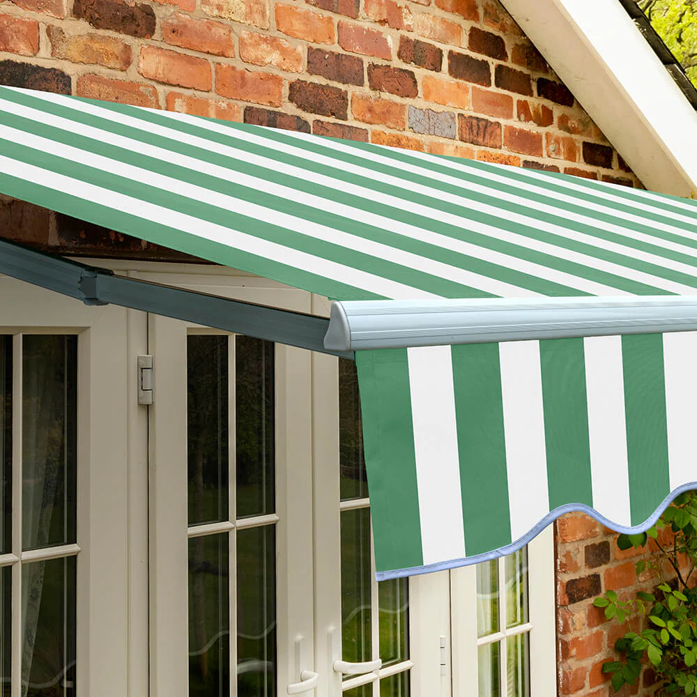 4.0m Standard Manual Awning, Green and white stripe - Image 7