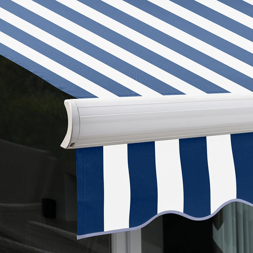 4.5m Full Cassette Manual Awning, Blue and white stripe - Image 6
