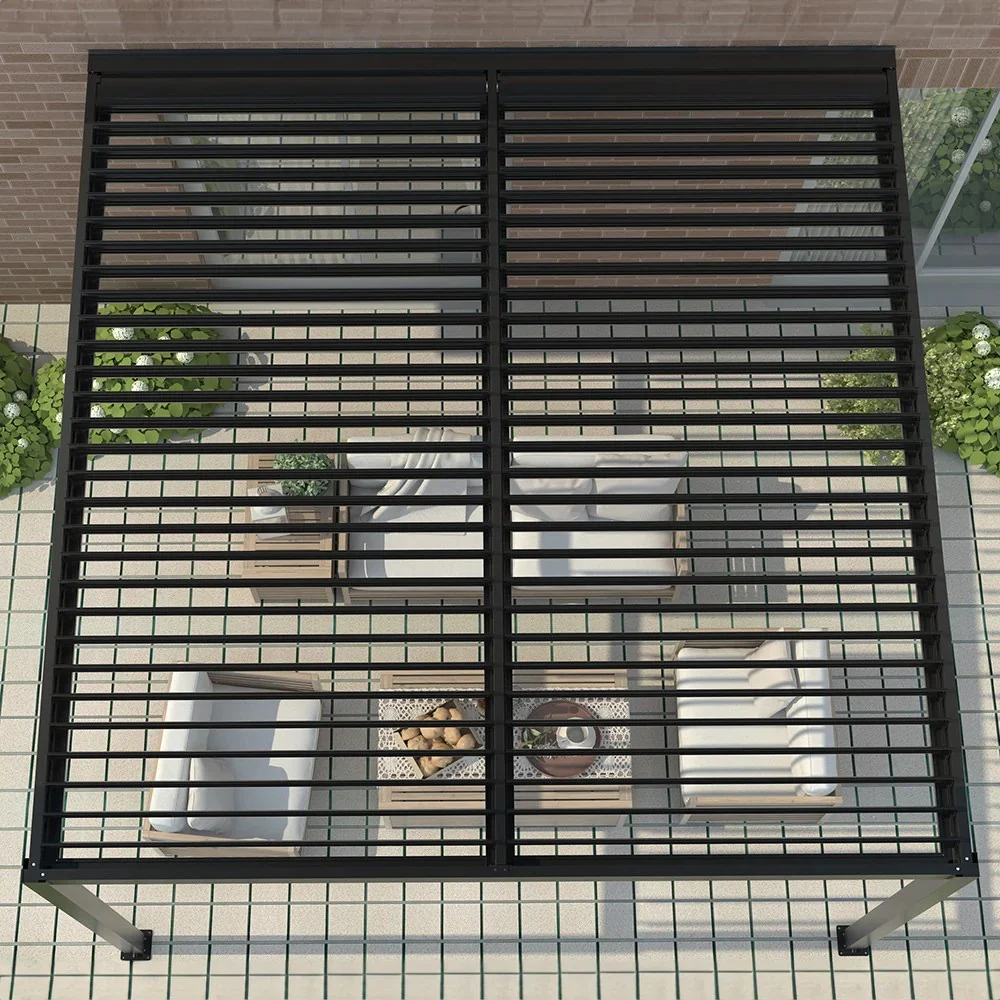 4m x 3m Deluxe Charcoal Wall Mounted Veranda with Louvered Shutter Roof - Image 3