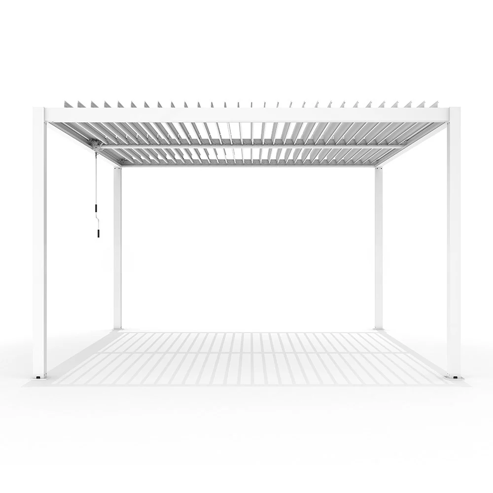 4m x 3m Deluxe White Pergola with Louvered Shutter Roof - Image 4