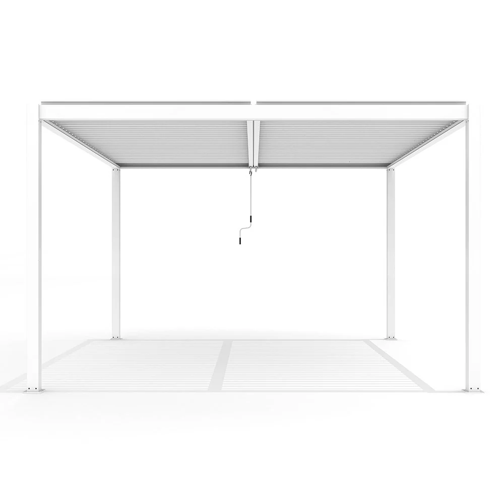 4m x 3m Deluxe White Pergola with Louvered Shutter Roof - Image 5