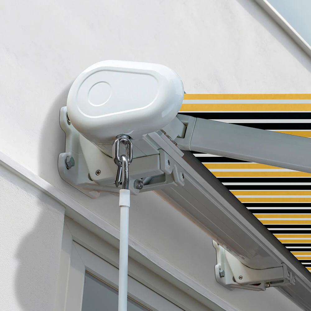 5.0m Full Cassette Electric Awning, Yellow and Grey Stripe - Image 4
