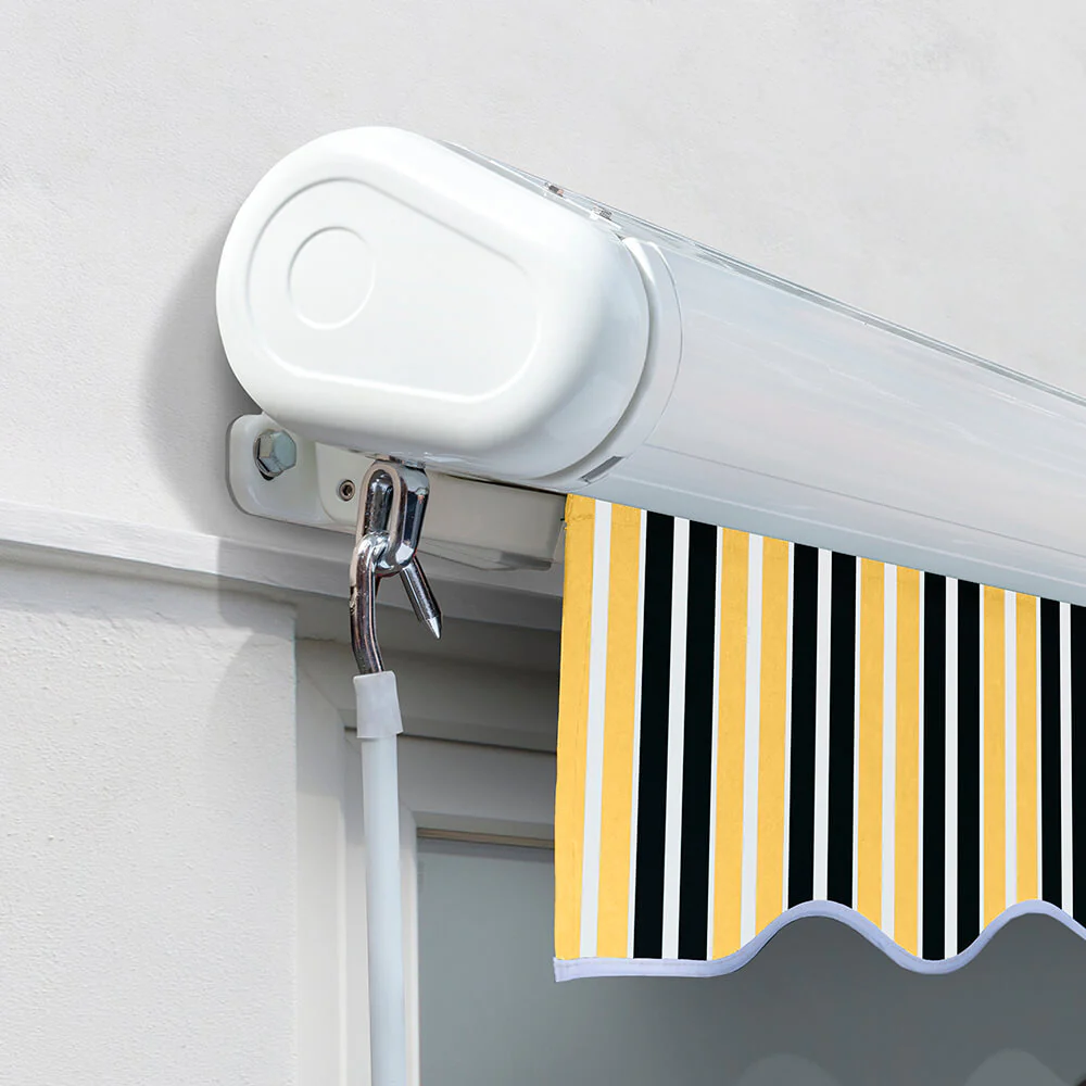 5.0m Full Cassette Electric Awning, Yellow and Grey Stripe - Image 5