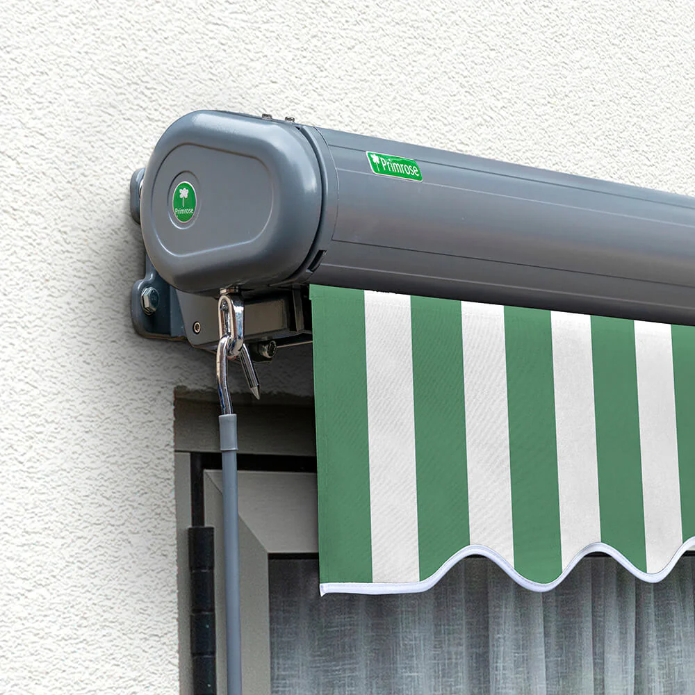 5.0m Full Cassette Electric Green and White Awning (Charcoal Cassette) - Image 2