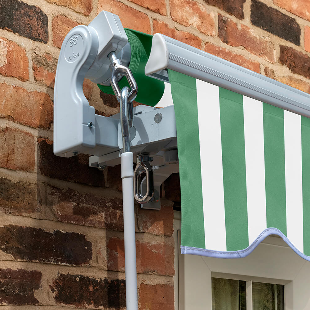 5.0m Standard Manual Awning, Green and White - Image 2
