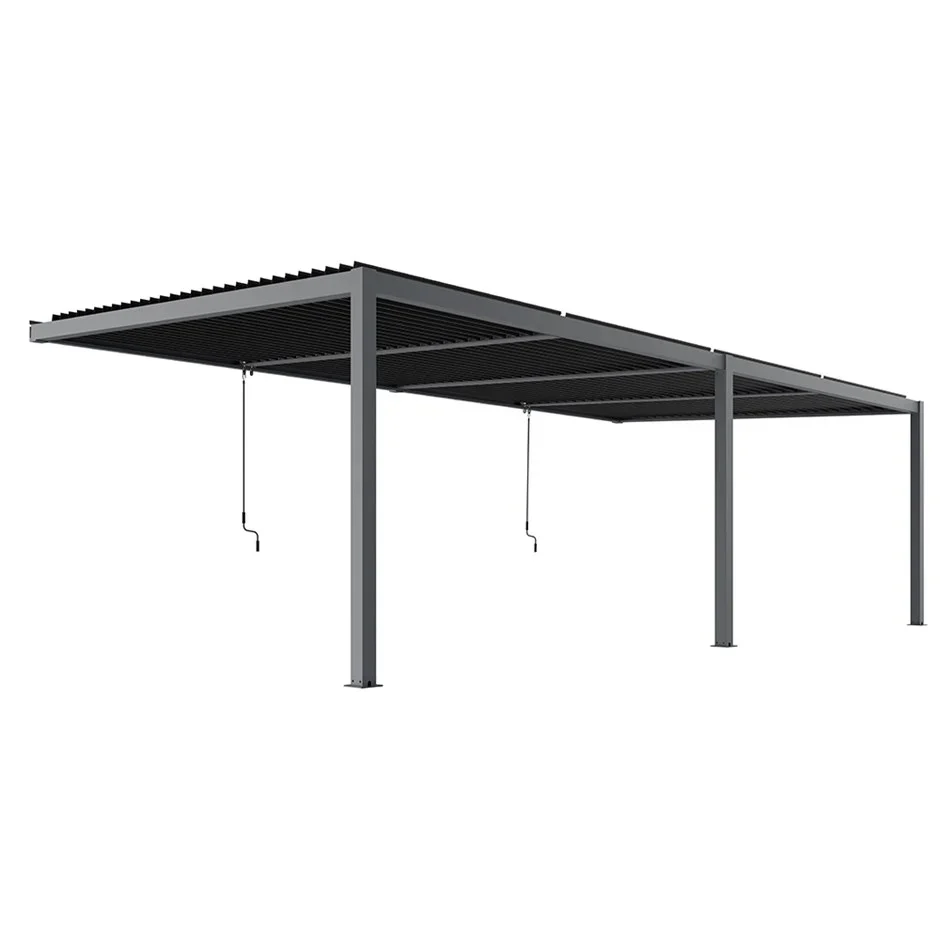 6m x 3m Deluxe Charcoal Wall Mounted Veranda with Louvered Shutter Roof - Image 3