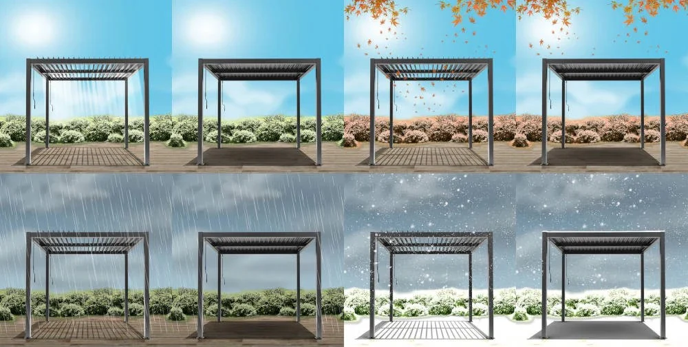 6m x 3m Deluxe Charcoal Wall Mounted Veranda with Louvered Shutter Roof - Image 6